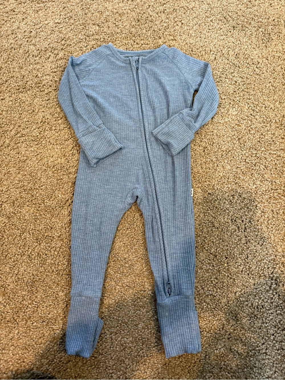 Little Sleepies Blue ribbed Zippy